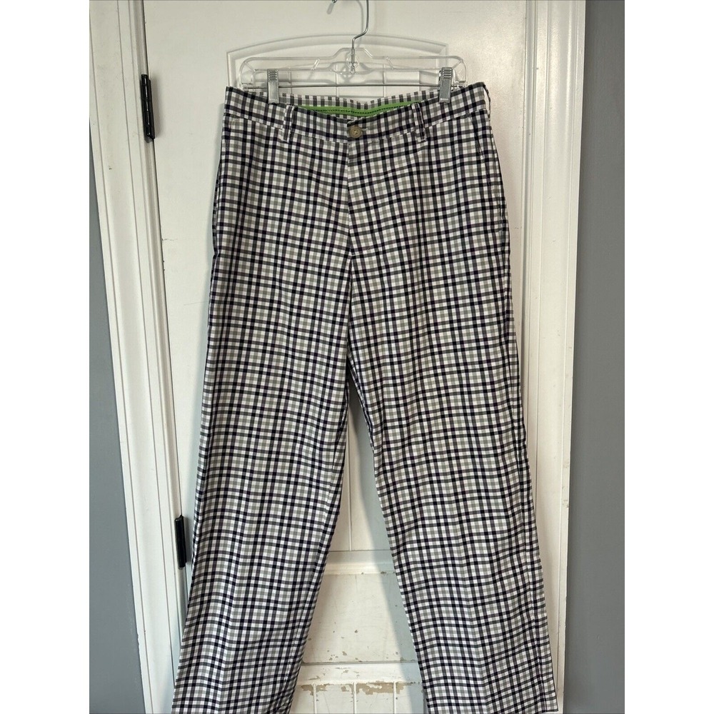 Izod Golf Performx Pants Men 32x32 Purple Gray Black White Check Pattern Stretch